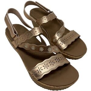 Skechers Cali Beverlee Cherished Aura Wedge Sandals Rose Gold Women’s Size 7
